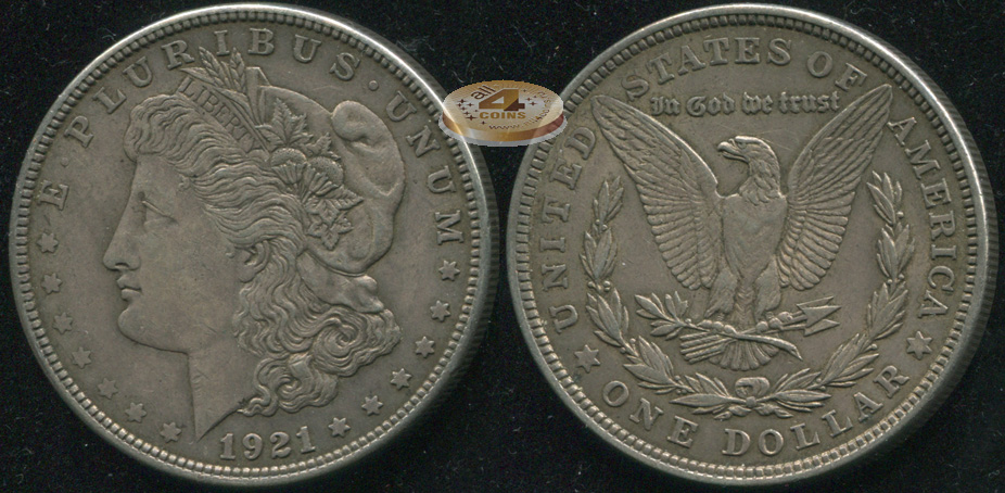 США. 1 доллар. 1921 (aUnc. Серебро)