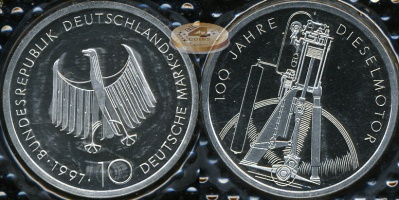 Германия (ФРГ). 10 марок. 1997 G (Proof. Серебро)
