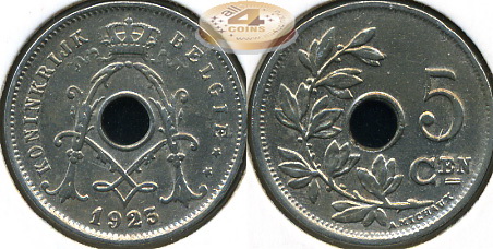 Бельгия. 5 центимов. 1923 (VF+)