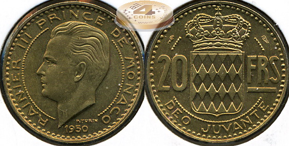 Монако. 20 франков. 1950 (aUnc)