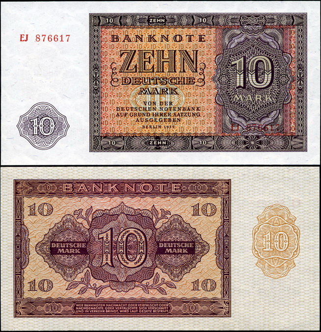 Германия (ГДР). 10 марок (Unc) 1955