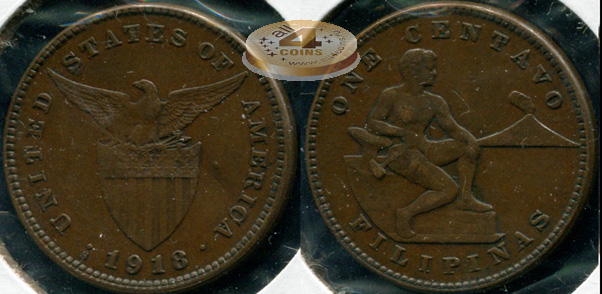 Филиппины /США/. 1 центаво. 1918.S (XF)