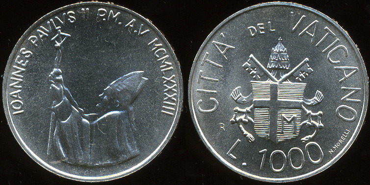 Ватикан. 1000 лир. 1983 (Unc. Серебро)