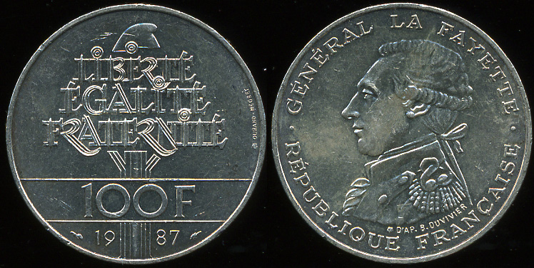 Франция. 100 франков. 1987 (Unc. Серебро)
