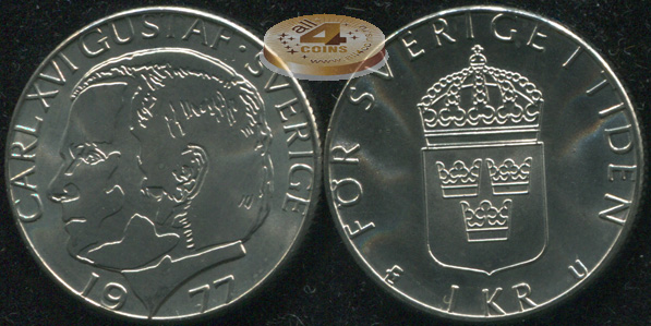 Швеция. 1 крона. 1977 (Unc)