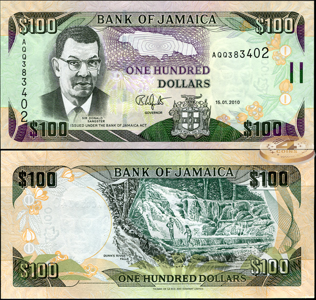 Ямайка. 100 долларов (Unc) 2010
