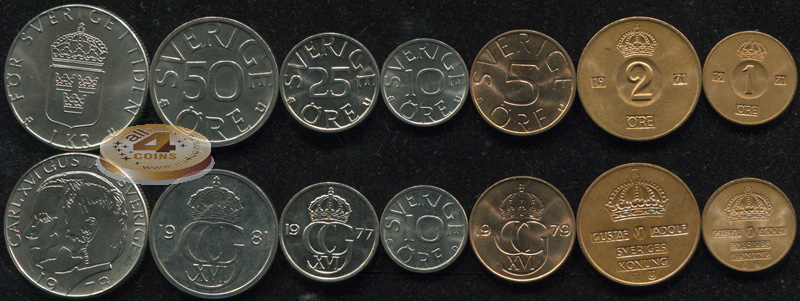Швеция. Набор №2 (7 монет) 1952-2009