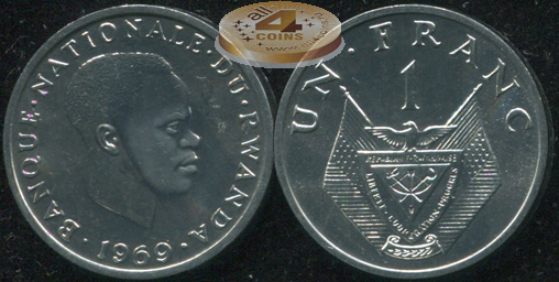 Руанда. 1 франк. 1969 (Unc)