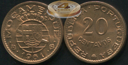 Мозамбик (Португальский). 20 центаво. 1961 (Unc)