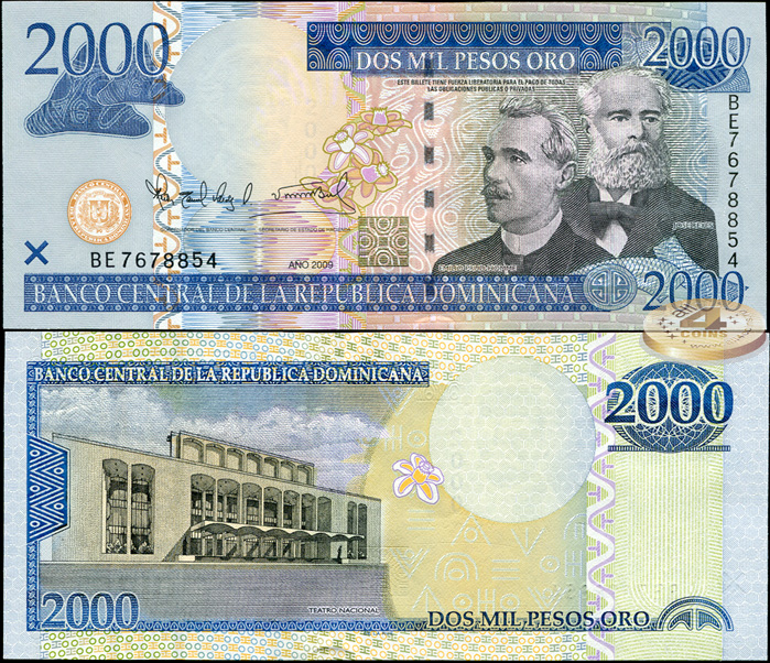 Доминиканская республика. 2000 песо (Unc) 2009