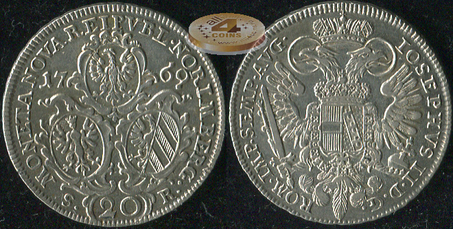 Германия (Нюрнберг). 20 крейцеров. 1769 (XF. Серебро)