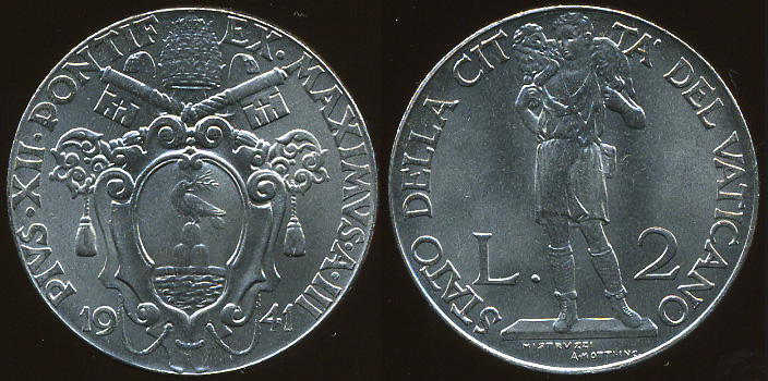 Ватикан. 2 лиры. 1941 (Unc)