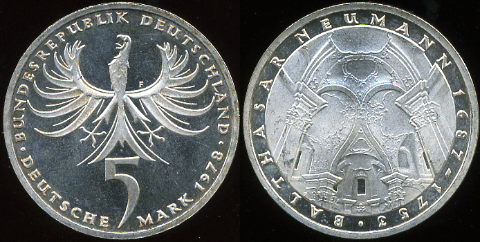 Германия (ФРГ). 5 марок. 1978 (Серебро)