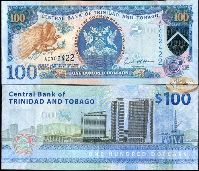 Тринидад и Тобаго. 100 долларов (Unc. Юбилейная). 2006