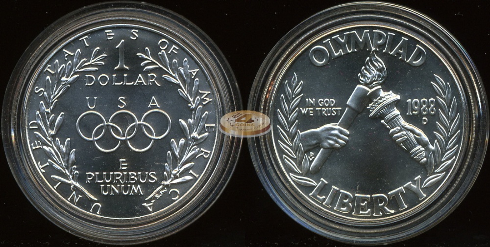 США. 1 доллар. 1988.D (Unc. Серебро)