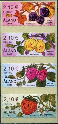 Аландские острова. 2023. Марки для автоматов. Садовые ягоды (Сцепка. MNH OG)