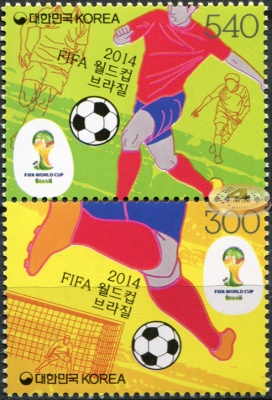 Южная Корея. 2014. Чемпионат мира по футболу. Бразилия 2014 (Сцепка. MNH OG)
