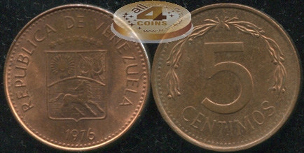 Венесуэла. 5 центимов. 1976 (Unc)