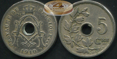 Бельгия. 5 центимов. 1910 (VF)