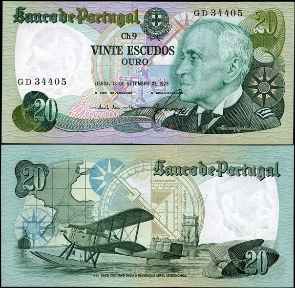 Португалия. 20 эскудо (Unc) 1978