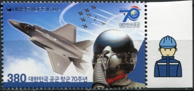 Южная Корея. 2019. 70-летие ВВС Южной Кореи. К-3 (Почтовая марка. MNH OG)