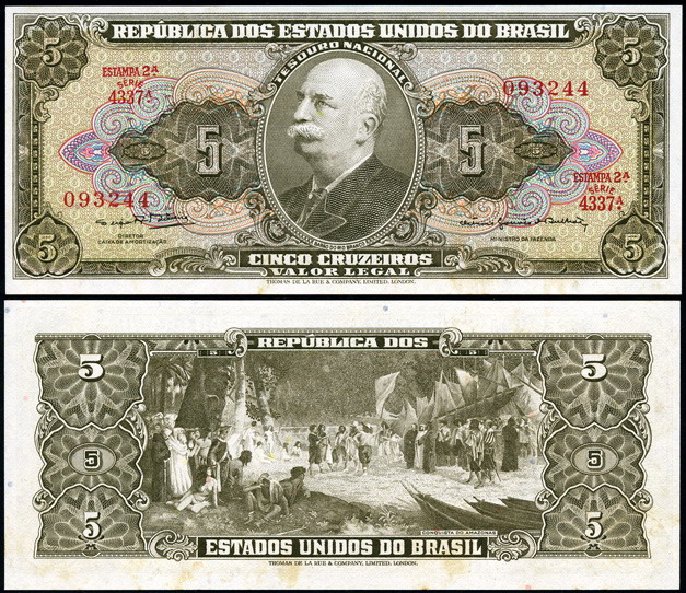 Бразилия. 5 крузейро (Unc) 1964