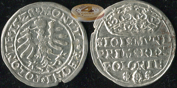 Речь Посполитая. Грошен. 1528 (VF. Серебро)