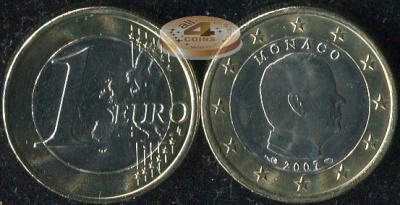 Монако. 1 евро. 2007 (Unc. Биметалл)