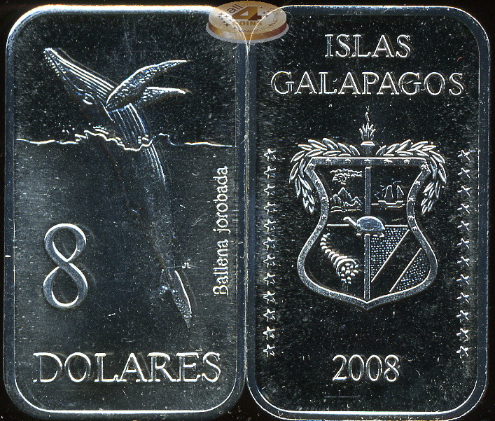 Галапагосские о-ва. 8 долларов. 2008 (Unc)