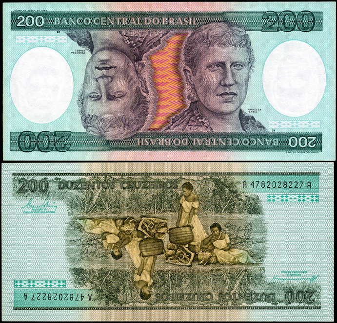 Бразилия. 200 крузейро (Unc. P.199b) 1984