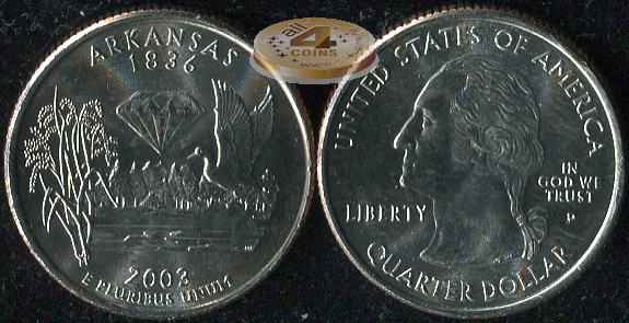 США. Квотер (25 центов). 2003.P (Unc) Арканзас