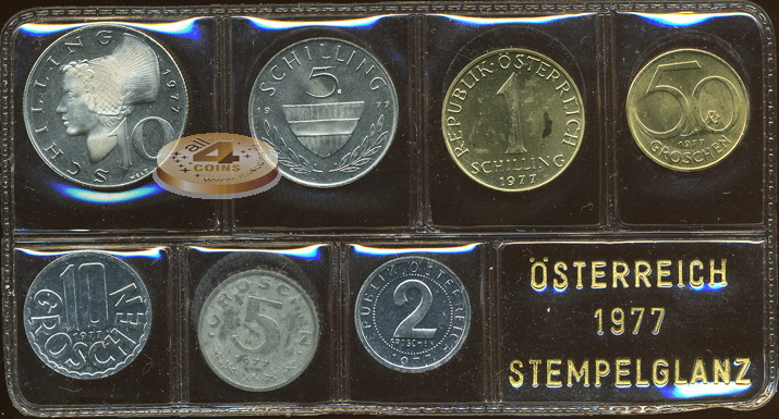 Австрия. Официальный набор (Proof. 7 монет) 1977