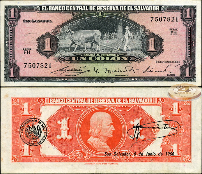 Сальвадор. 1 колон (aUnc) 1966