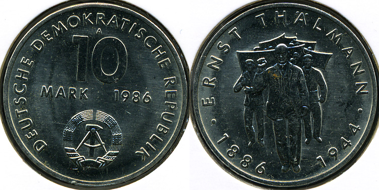 Германия (ГДР). 10 марок. 1986 (Unc)