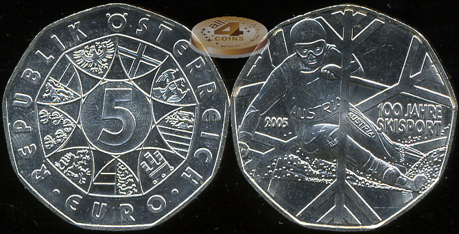 Австрия. 5 евро. 2005 (Unc. Серебро)