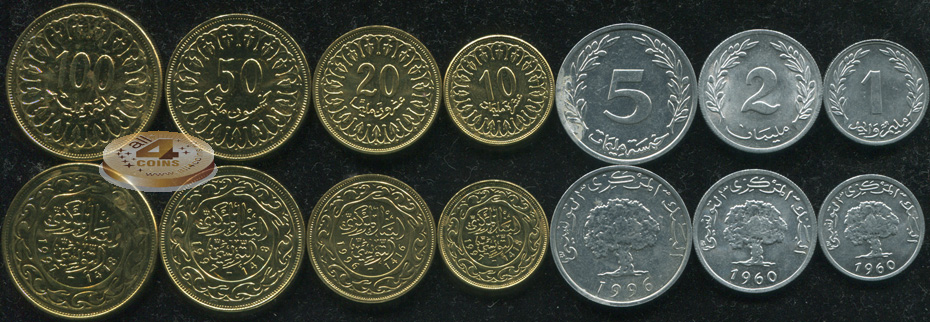 Тунис. Набор №3 (7 монет) 1960-2007
