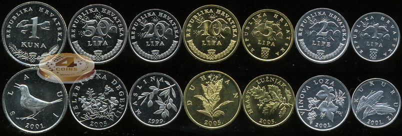 Хорватия. Набор №4 (7 монет) 2001-05
