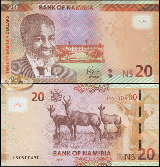 Намибия. 20 долларов (Unc) 2015