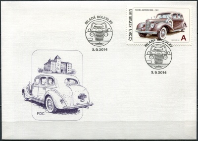 Чехия. 2014. Чешские автомобили. Skoda Superb 3000 1941 (Конверт Первого Дня. Mint)