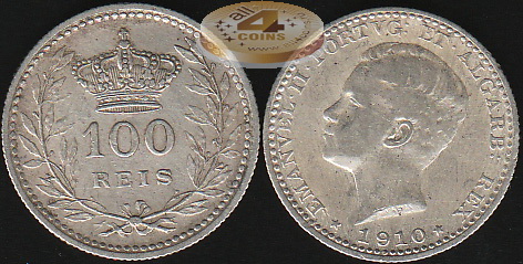 Португалия. 100 рейс. 1910 (VF. Серебро)