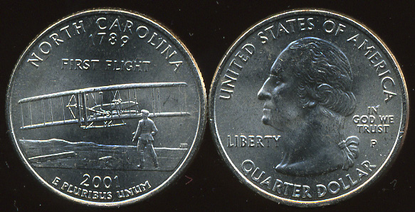 США. Квотер [25 центов]. 2001.P (Unc) Северная Каролина