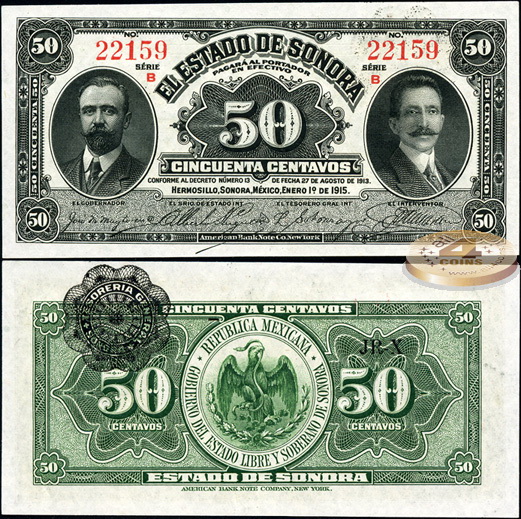 Мексика. 50 центаво (Unc) 1915