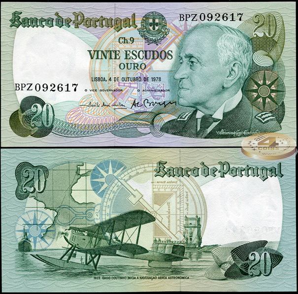 Португалия. 20 эскудо (Unc) 1978