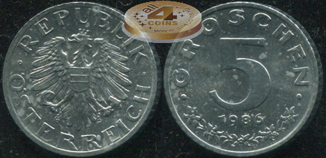 Австрия. 5 грошенов. 1986 (Unc)