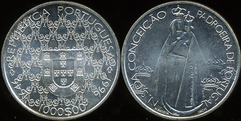Португалия. 1000 эскудо. 1996 (Unc. Серебро)