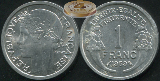 Франция. 1 франк. 1959 (Unc)