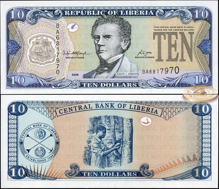 Либерия. 10 долларов (Unc) 2006