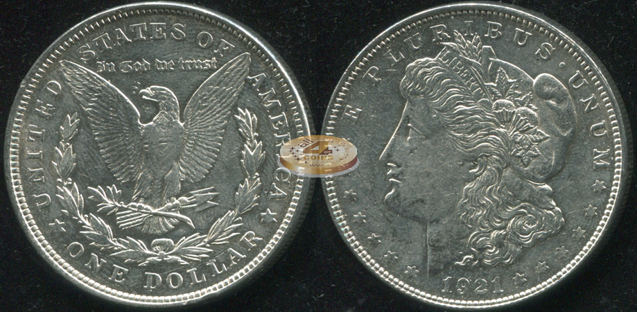 США. 1 доллар. 1921 (XF/XF+. Серебро)