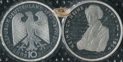 Германия (ФРГ). 10 марок. 1997.F (Proof. Серебро)