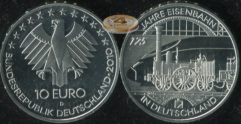 Германия. 10 евро. 2010.D (Proof. Серебро)